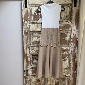 Zara White and Tan Midi Dress